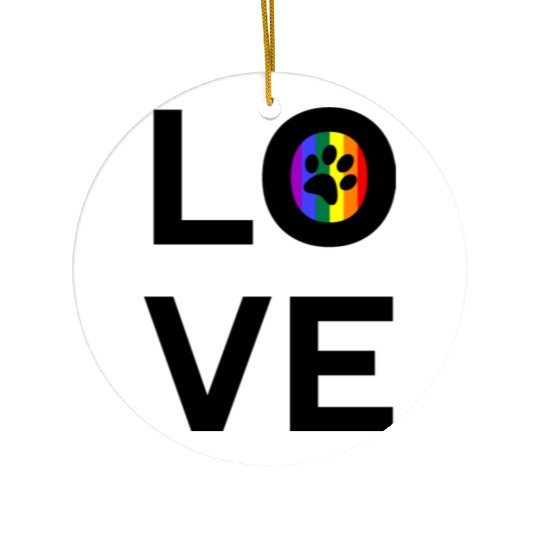 Cat Paw Love LGBT Pride Rainbow Flag Ceramic Ornaments