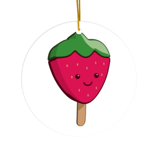 IceCream Strawberry Ceramic Ornaments