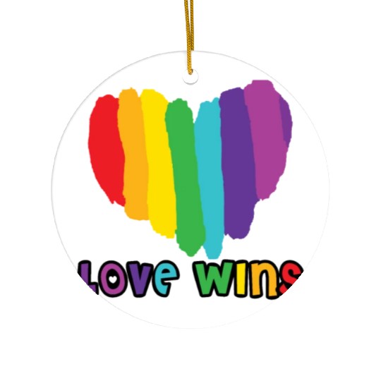 Love wins, pride rainbow heart Ceramic Ornaments