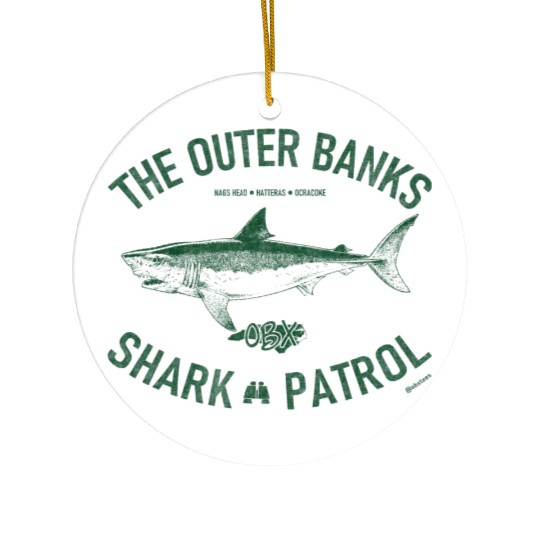 OBX Shark Patrol OBX Vintage Dark Green Ceramic Ornaments