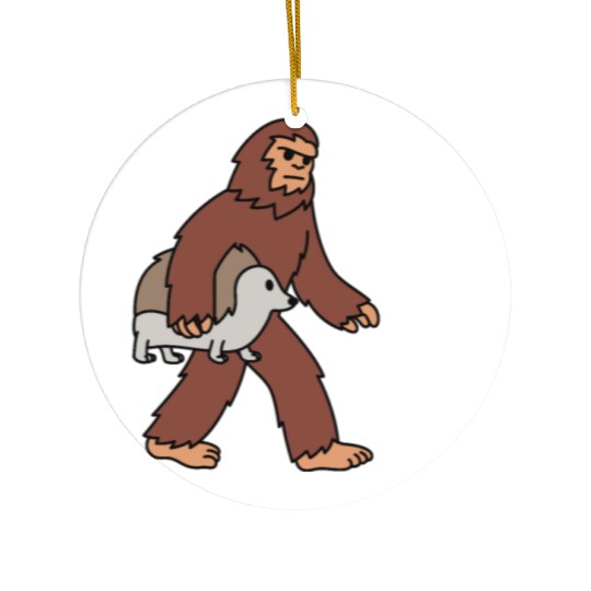 Bigfoot Sasquatch Walking Hedgehog Ceramic Ornaments