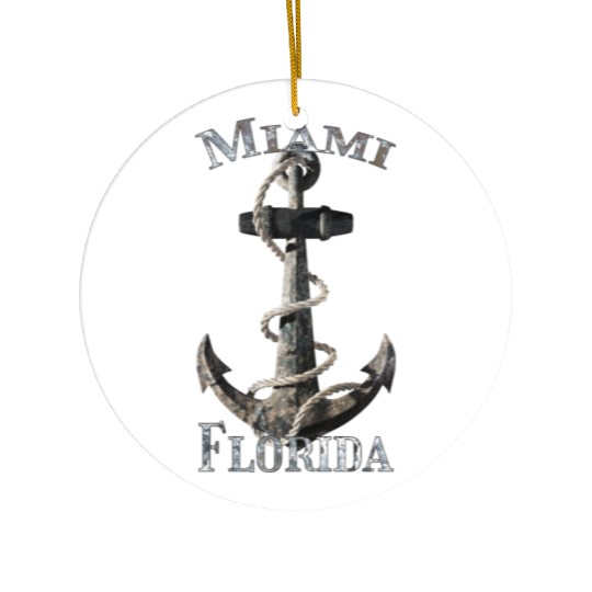 Miami Florida Nautical Anchor Sailing Ceramic Ornaments
