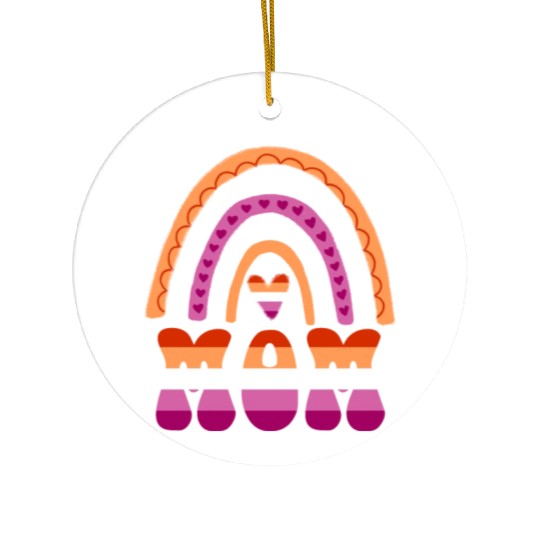 Proud Mom Lesbian Pride Rainbow Ceramic Ornaments
