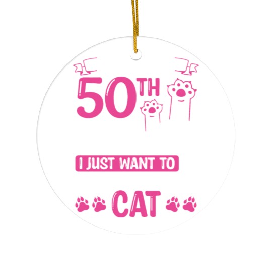 50 Year Old Cat Mom my Cat Dad Kitty 50th Birthday Ceramic Ornaments
