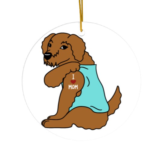 I Love Mom Tattoo Goldendoodle Ceramic Ornaments