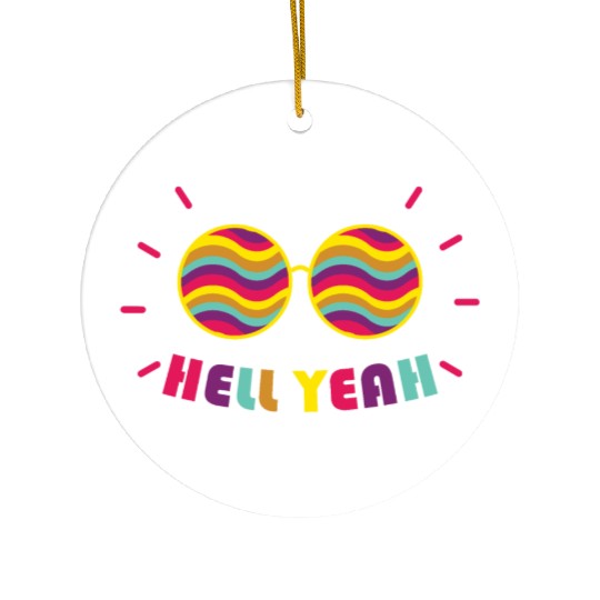 Pride Month - Hell Yeah - Rainbow Glasses Ceramic Ornaments