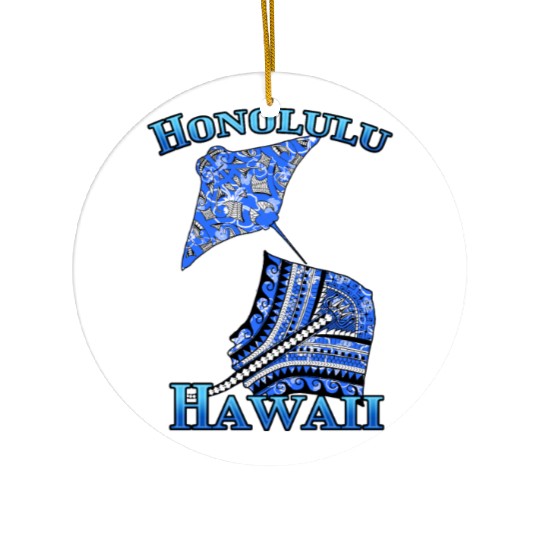 Honolulu Vacation Tribal Stingrays Ceramic Ornaments