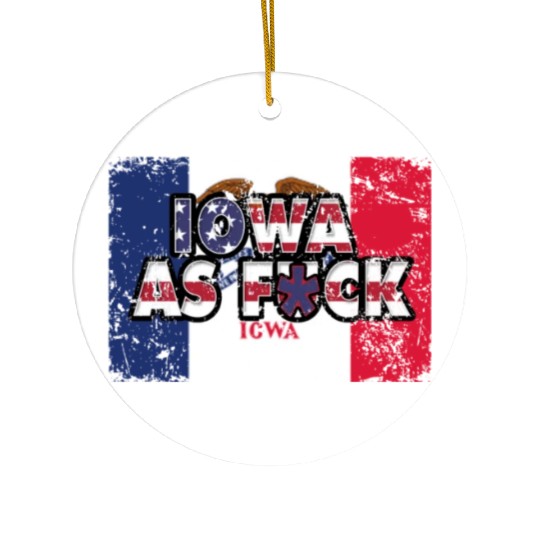 America US Flag State Flag Iowa Ceramic Ornaments