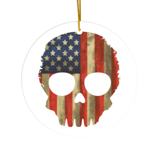vintage skull flag us Ceramic Ornaments