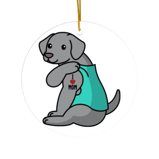 I Love Mom Tattoo Weimaraner Ceramic Ornaments