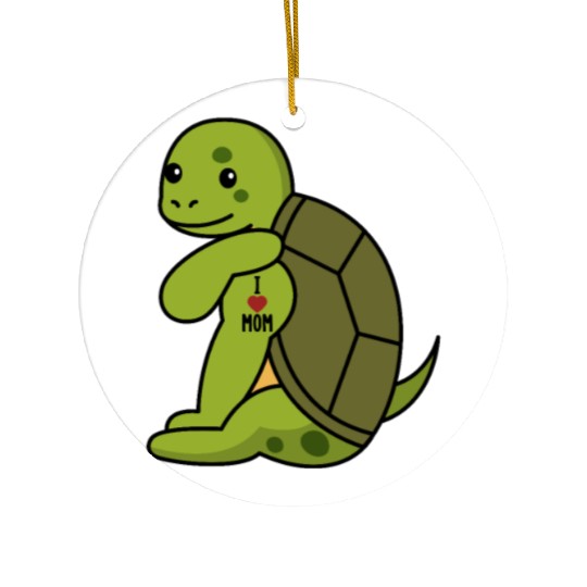 I Love Mom Tattoo Turtle Ceramic Ornaments