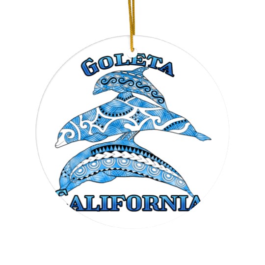 Goleta California Vacation Tribal Dolphins Ceramic Ornaments