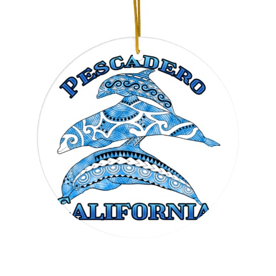 Pescadero California Vacation Tribal Dolphins Ceramic Ornaments