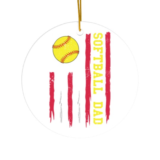 Softball Dad Vintage American Flag Ceramic Ornaments