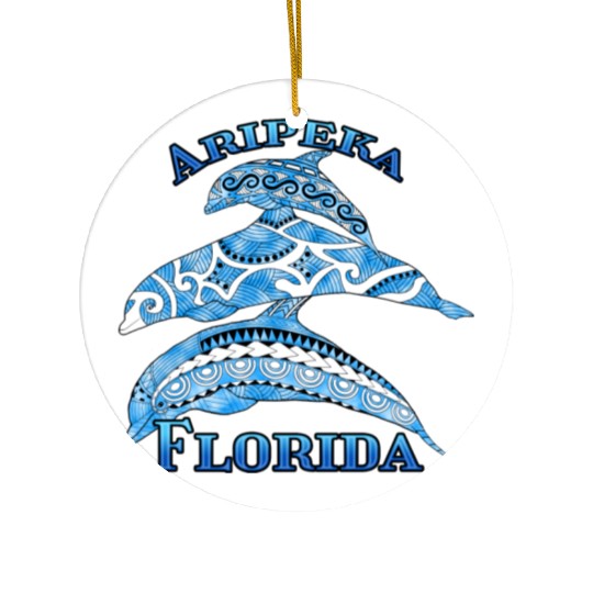 Aripeka Florida Vacation Tribal Dolphins Ceramic Ornaments