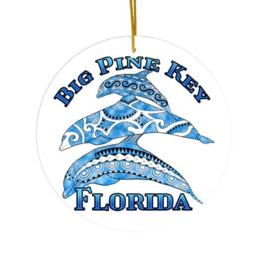 Big Pine Key Florida Vacation Tribal Dolphins Ceramic Ornaments