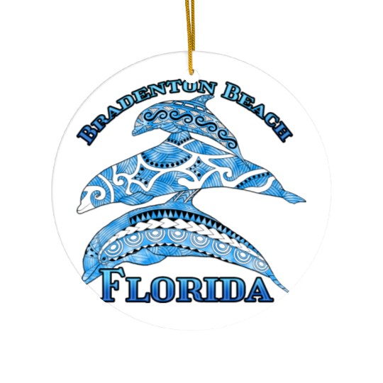 Bradenton Beach Florida Vacation Tribal Dolphins Ceramic Ornaments