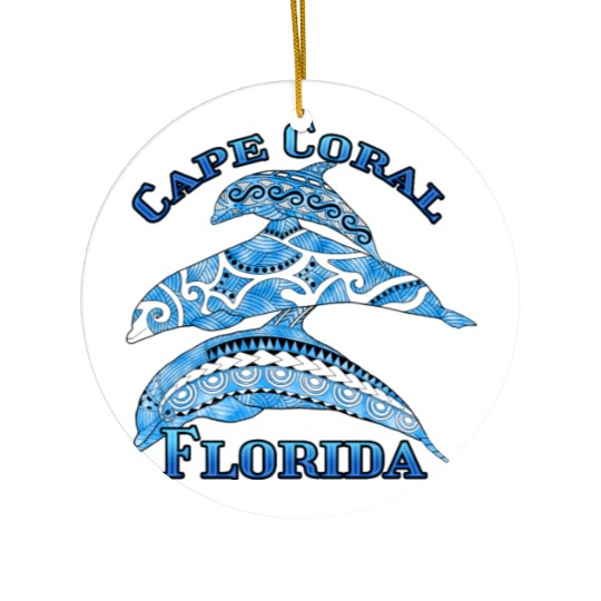 Cape Coral Florida Vacation Tribal Dolphins Ceramic Ornaments