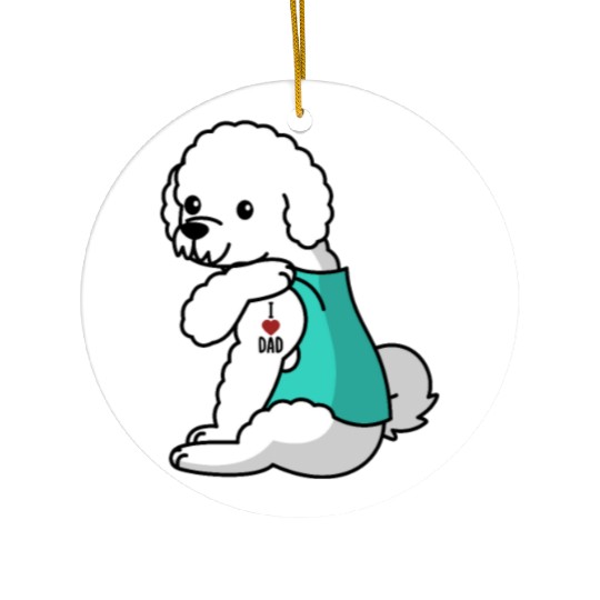 I Love Dad Bichon Frise Ceramic Ornaments