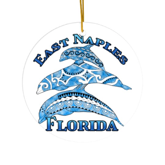 East Naples Florida Vacation Tribal Dolphins Ceramic Ornaments