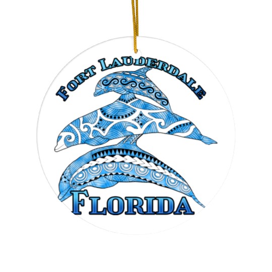 Fort Lauderdale Florida Vacation Tribal Dolphins Ceramic Ornaments