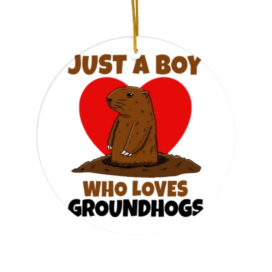 Just A Boy Who Loves Groundhog Ceramic Ornaments