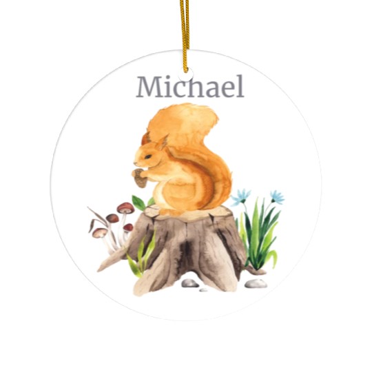 Waldtier Squirrel Flowers Name Michael Ceramic Ornaments