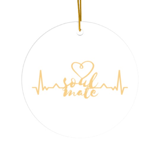 Soulmate Valentinsday heartbeat Ceramic Ornaments
