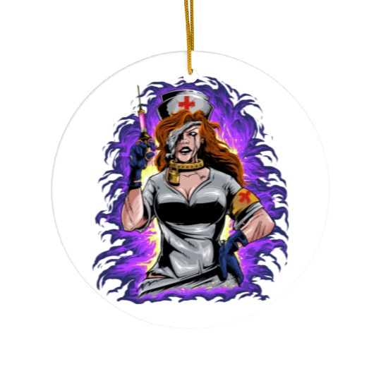 Angry Psychopathic Nurse Ceramic Ornaments