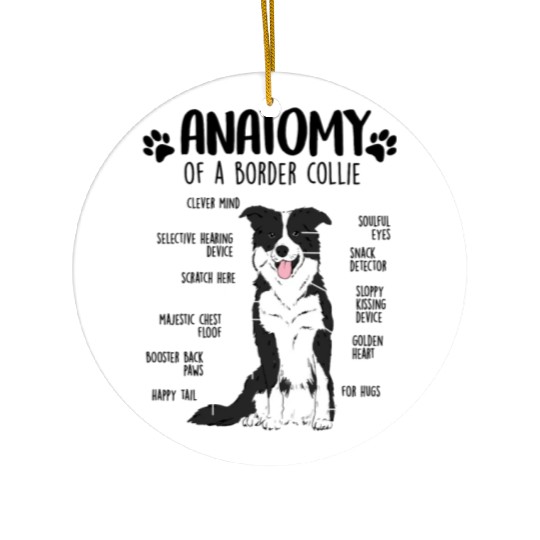 Funny Anatomy Border Collie Dog Lover Ceramic Ornaments
