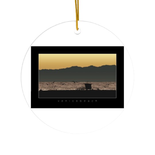 Venice Beach California Sunset Ceramic Ornaments