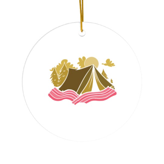 If It Involves Camping And Bacon Count Me In Ceramic Ornaments