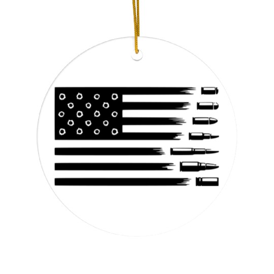 American Flag with bullet Ceramic Ornaments