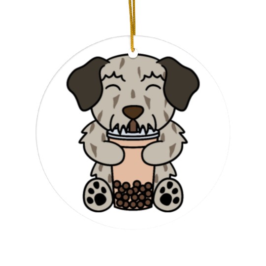 Boba Bubble Tea Irish Wolfhound Ceramic Ornaments
