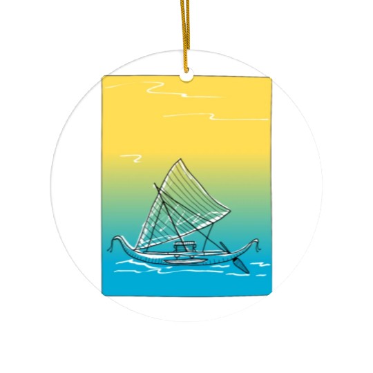 sailing canoe Ceramic Ornaments