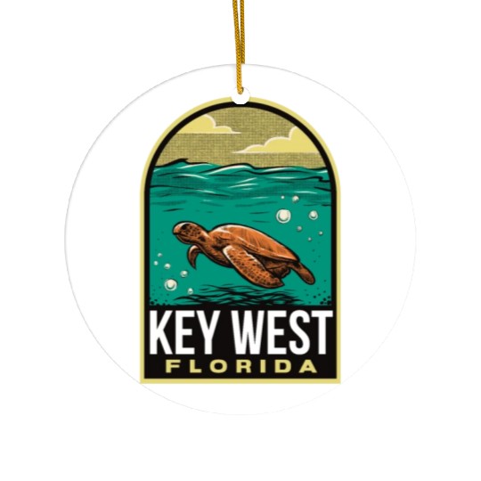 Key West Vintage Sea Turtle Ceramic Ornaments