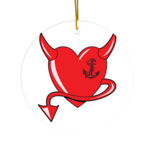Red Heart - Devil Heart - Anchor - Gift Ceramic Ornaments