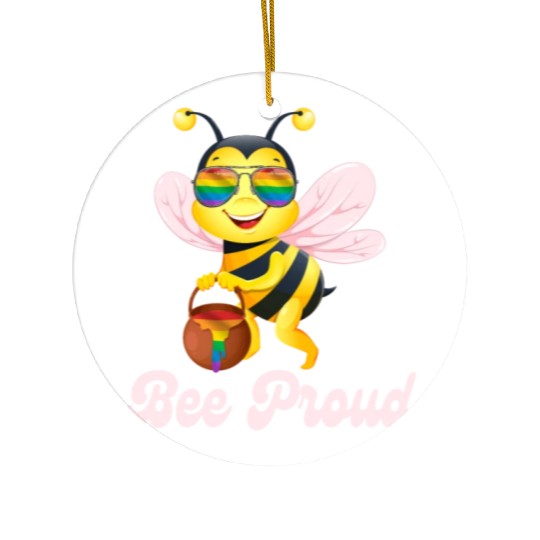 Proud Bee LGBTQ Pride Rainbow Flag Honey Ceramic Ornaments