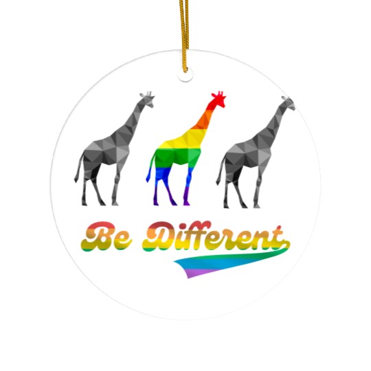 Colorful Giraffe LGBTQ Gay Pride Rainbow Flag Ceramic Ornaments