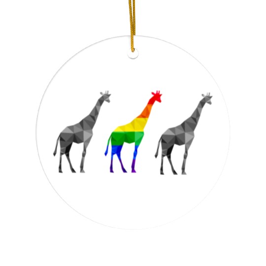Giraffe LGBTQ Gay Pride Rainbow Flag Ceramic Ornaments