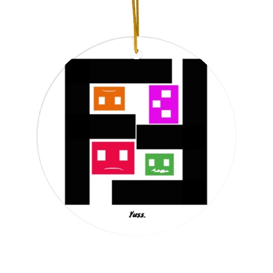 Geometric Cubes In Game - multi-sided cubes Ceramic Ornaments