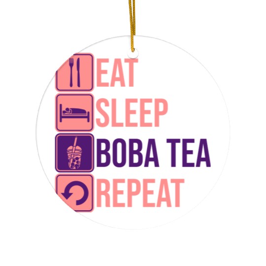 Eat Sleep Boba Tea Ceramic Ornaments