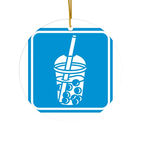 Button sign bubble tea Ceramic Ornaments