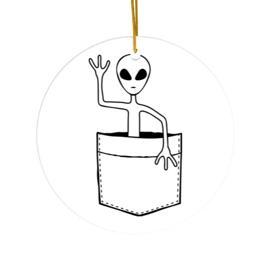 Bag Alien Waving Friendly Ceramic Ornaments