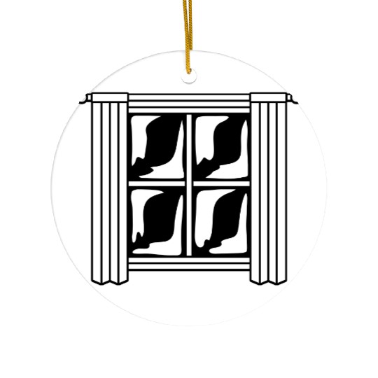 night window wood curtain Ceramic Ornaments