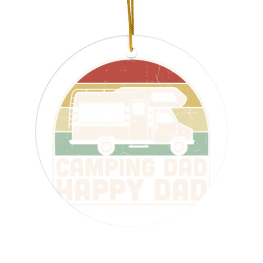 Camping Dad Happy Dad Retro Ceramic Ornaments
