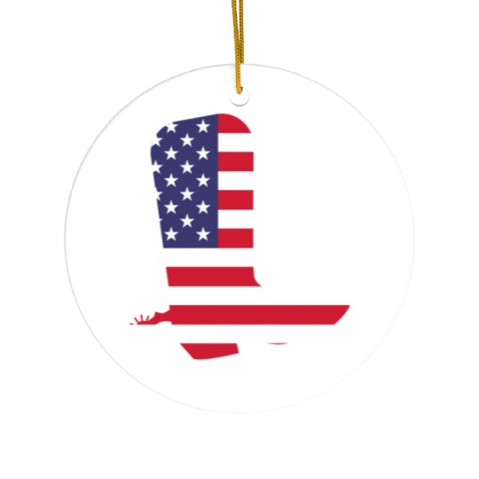 American Flag Cowboy Boot Stars And Stripes Ceramic Ornaments