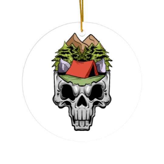 Camper Campsite Skull Skeleton Head Camp Camping Ceramic Ornaments