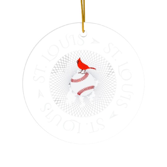 Saint Louis Red Cardinal Circle Font 2019 Ceramic Ornaments