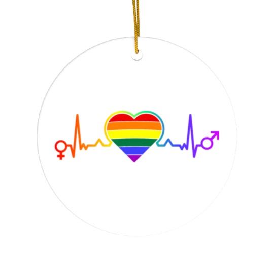 LGBTQ Flag Heart Lesbian Gay Pride Ceramic Ornaments